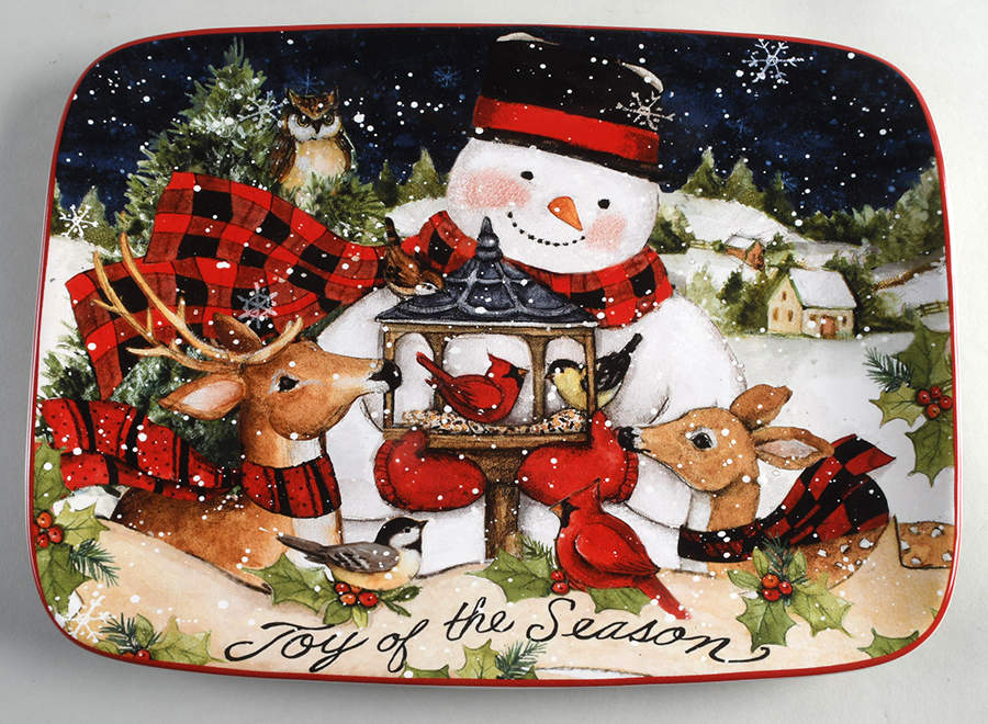 Magic of Christmas Snowman 14" Rectangular Serving Platter by Certified International-1