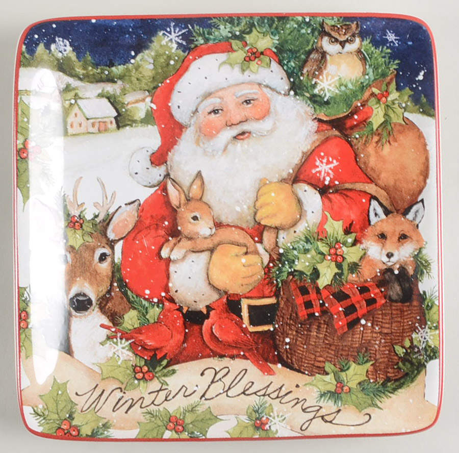 Magic of Christmas Santa Square Canape Plate by Certified International-1