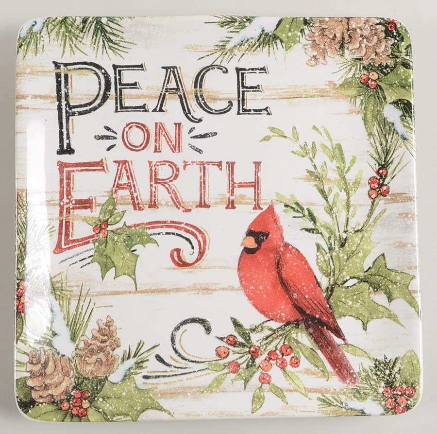 Evergreen Christmas Square Dessert Plate by Certified International-1