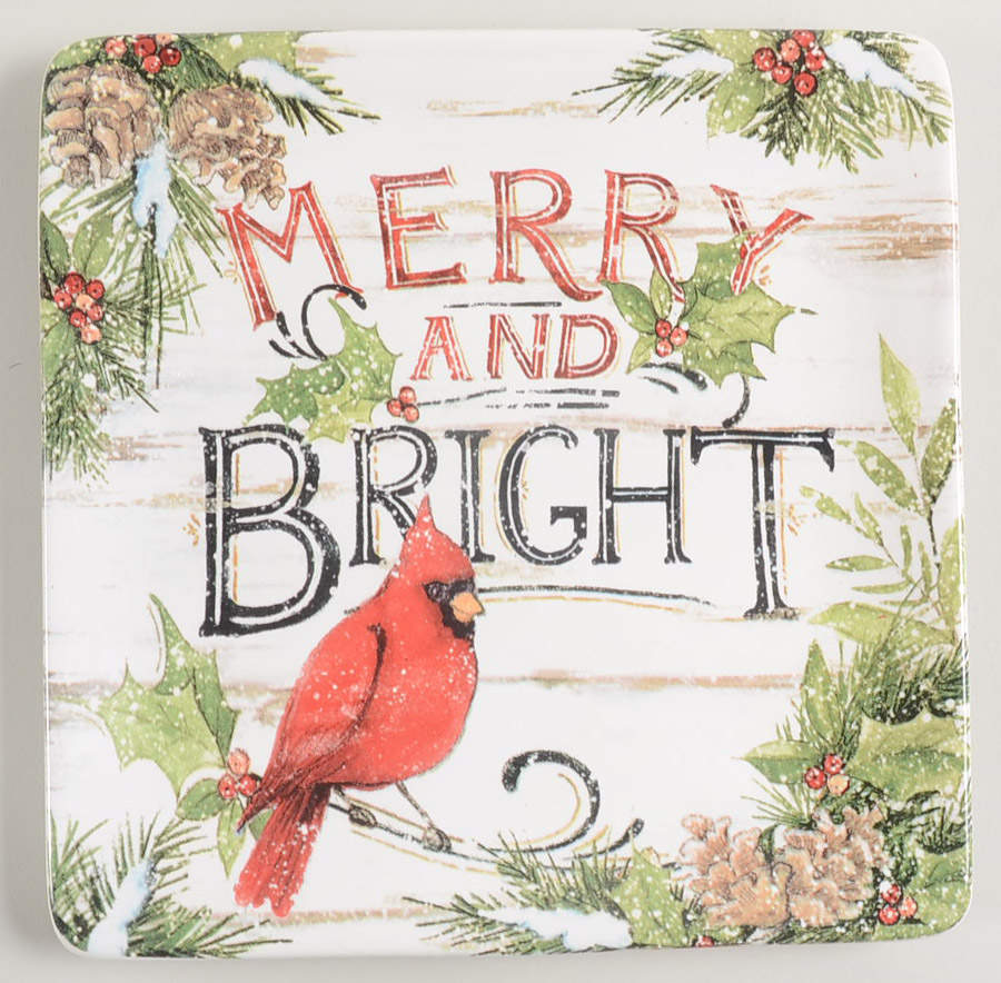 Evergreen Christmas Square Dessert Plate by Certified International-1