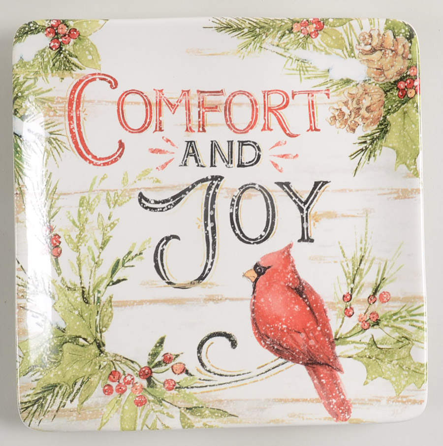 Evergreen Christmas Square Dessert Plate by Certified International-1