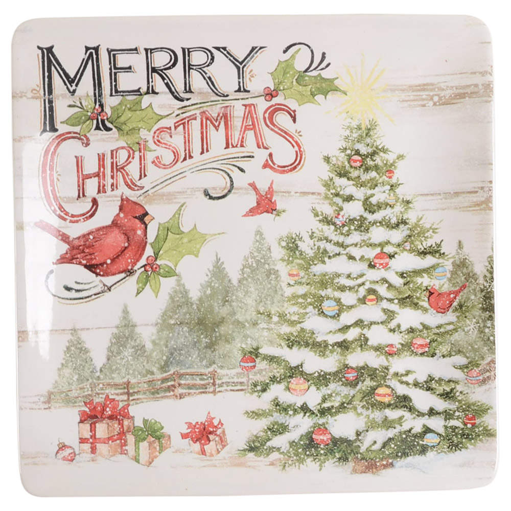 Evergreen Christmas Square Dinner Plate by Certified International-1