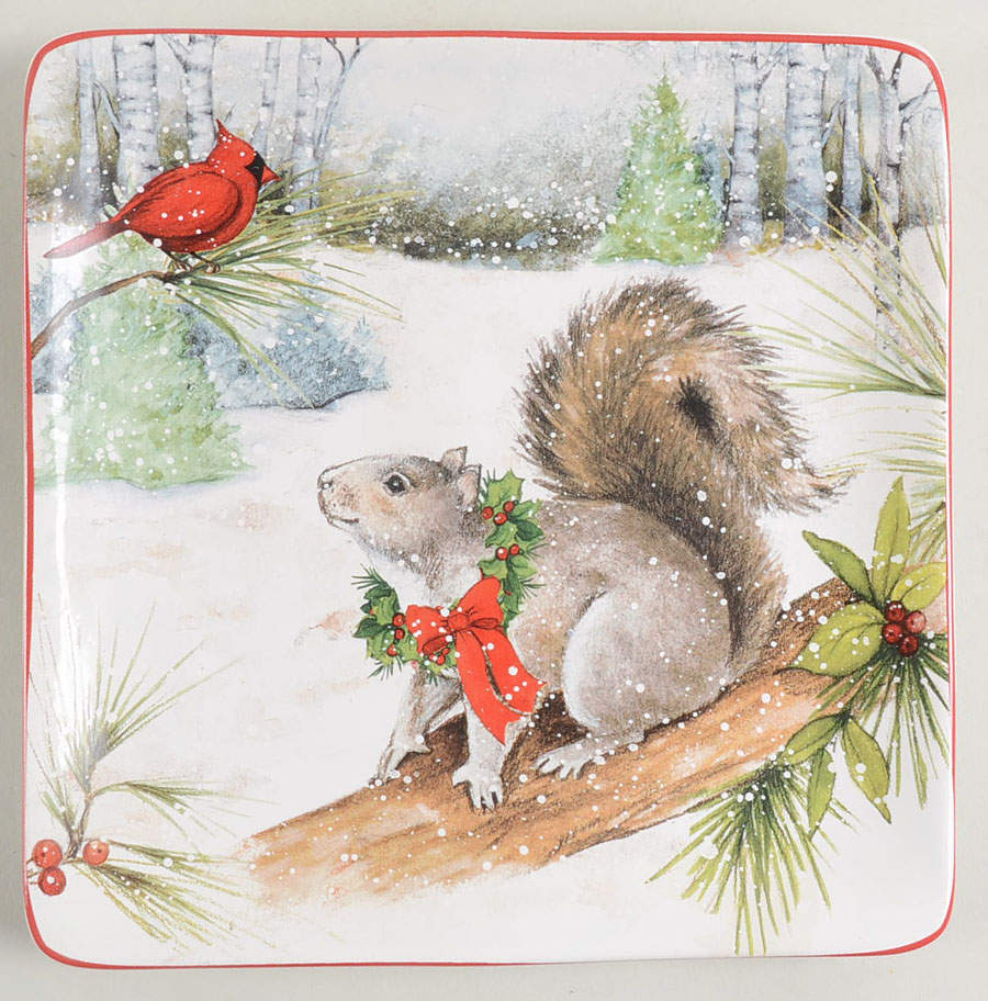 Winter Forest Square Dessert Plate by Certified International-1