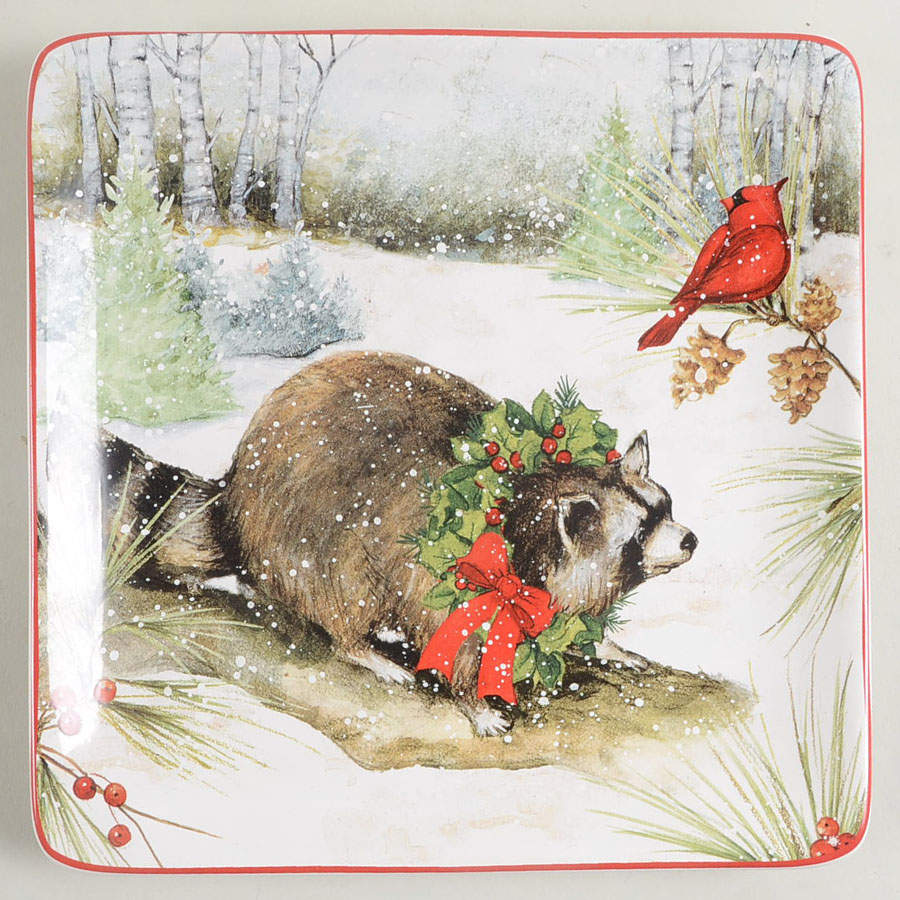 Winter Forest Square Dessert Plate by Certified International-1