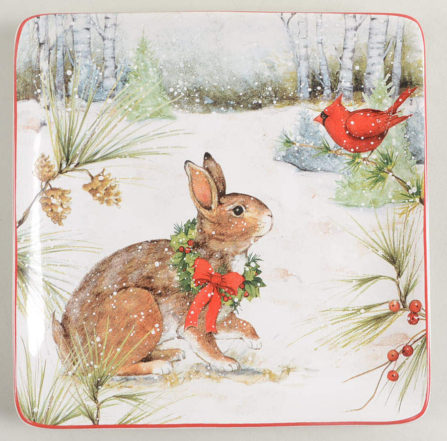 Winter Forest Square Dessert Plate by Certified International-1