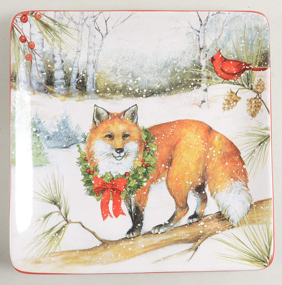 Winter Forest Square Dessert Plate by Certified International-1