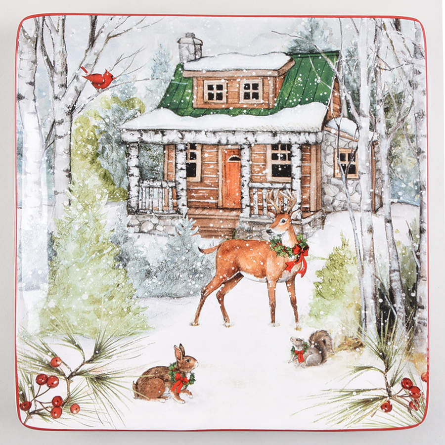 Winter Forest 12" Square Serving Platter by Certified International-1