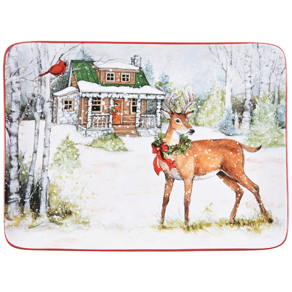 Winter Forest 16" Rectangular Serving Platter by Certified International-1