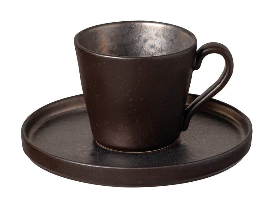 Lagoa Metal Espresso Cup and Saucer Set by Costa Nova China-1