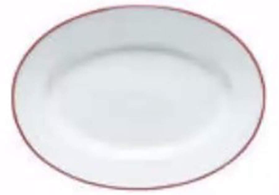 Beja (Red Trim) 11" Oval Serving Platter by Costa Nova China-1