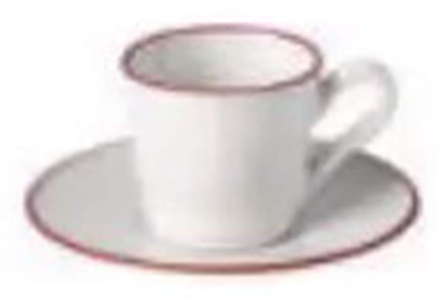 Beja (Red Trim) Flat Demitasse Cup & Saucer Set by Costa Nova China-1