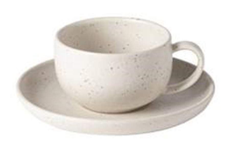Pacifica Vanilla Flat Cup & Saucer Set by Casafina-1
