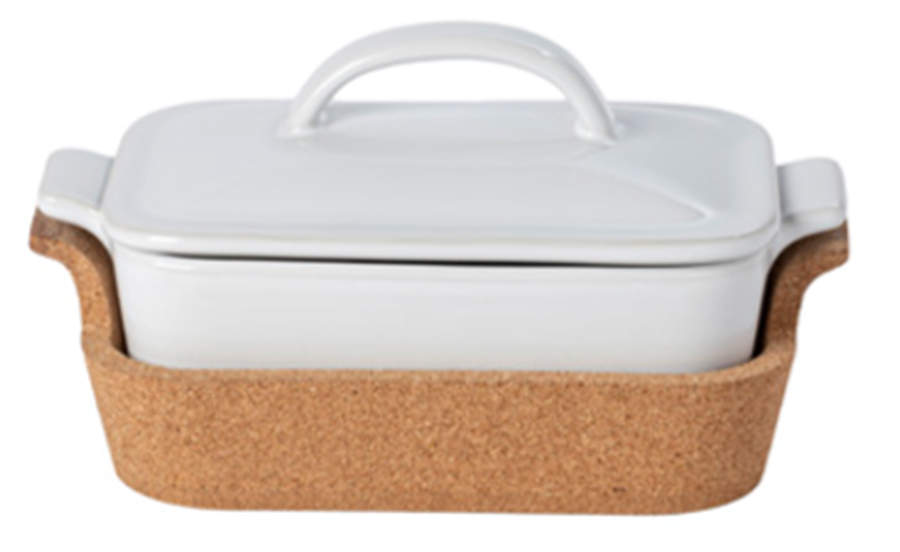 Ensemble 1 Qt Rectangular Covered Casserole w/Cork Tray by Casafina-1