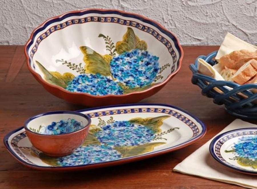 Alentejo Hortensia 12" Pasta Serving Bowl by Casafina-1