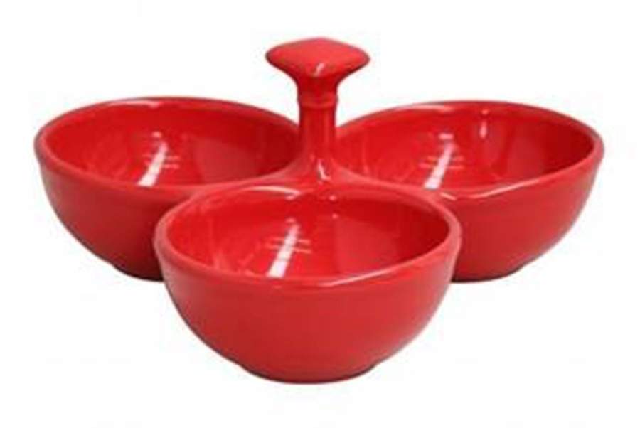 Cook and Host Red 3 Part Condiment Server W/Center Handle by Casafina-1
