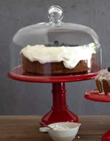 Cook and Host Red 13" Diameter Pedestal Cake Stand & Dome by Casafina-1