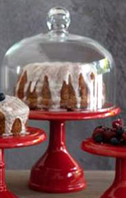 Cook and Host Red 11" Pedestal Cake Stand & Glass Dome by Casafina-1