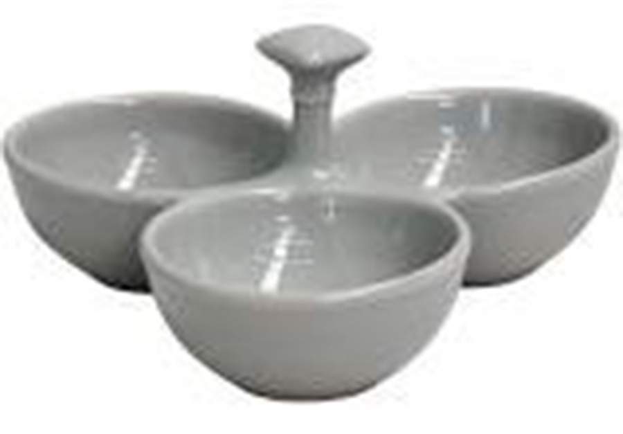 Cook and Host Gray 3 Part Condiment Server W/Center Handle by Casafina-1