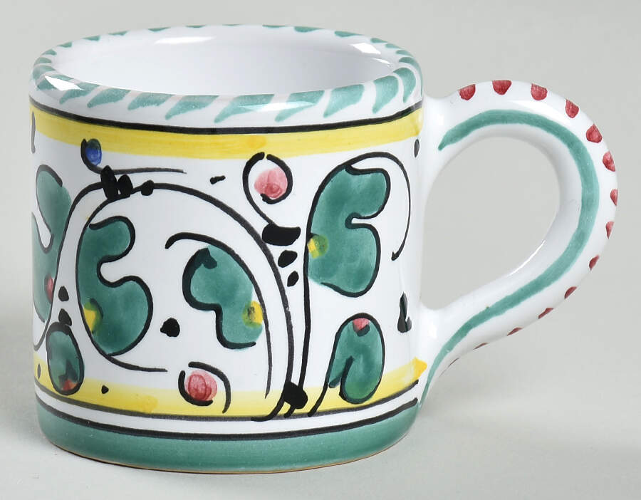 Green Rooster Flat Demitasse Cup by Cama (Deruta Italy)-1