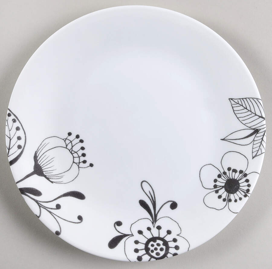 Floral Noir Salad Plate by Corning Corelle-1