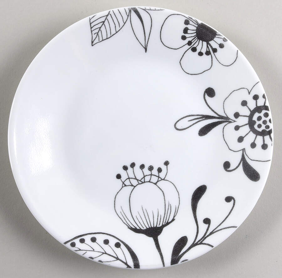 Floral Noir Bread & Butter Plate by Corning Corelle-1