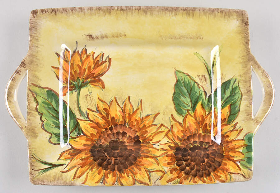 Sunflower 15" Rectangular Handled Tray by Maxcera Corp-1