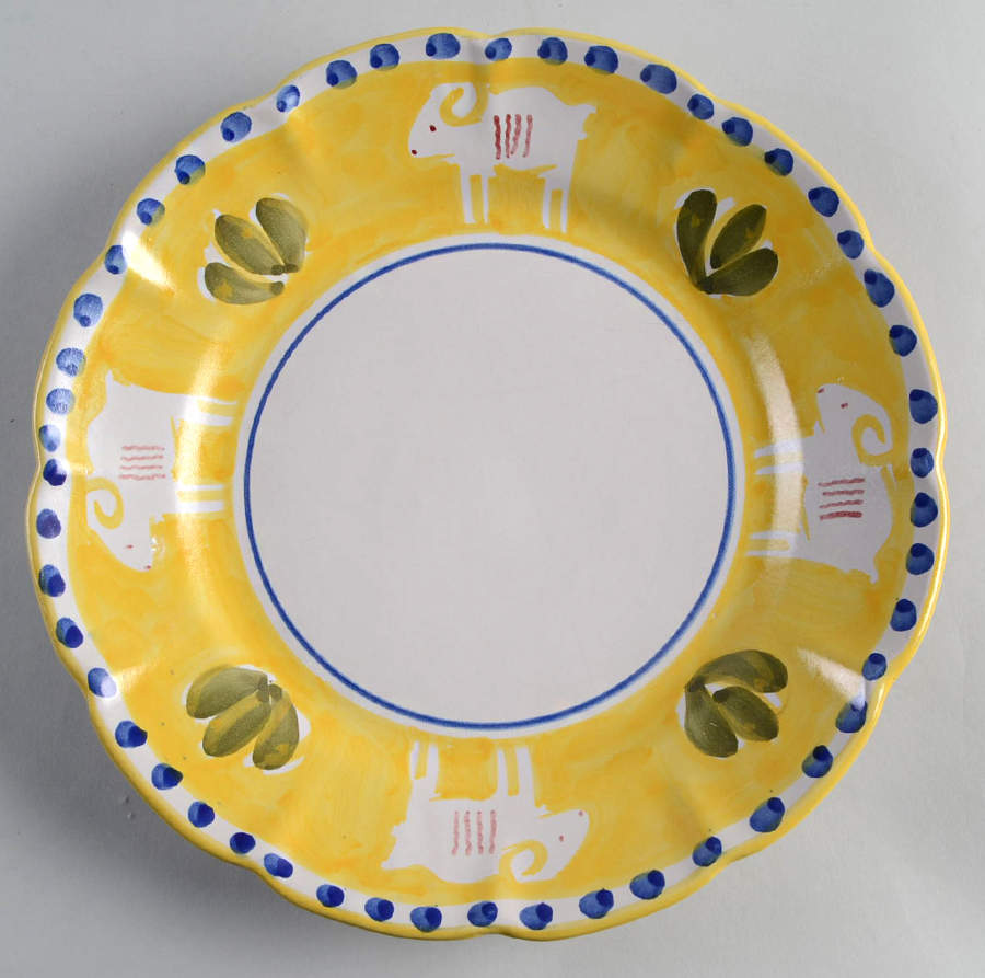 Campagna Goat Yellow Dinner Plate by Ceramica Artistica (CAS Vietri)-1