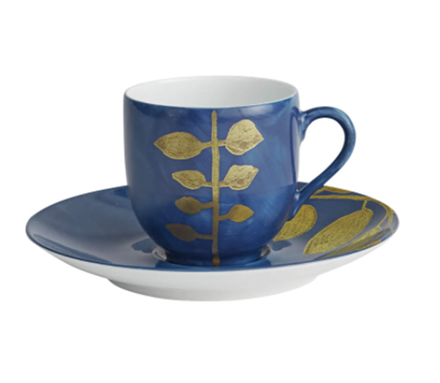 Daphne Marine Blue Flat Demitasse Cup & Saucer Set by Charles Field Haviland-1