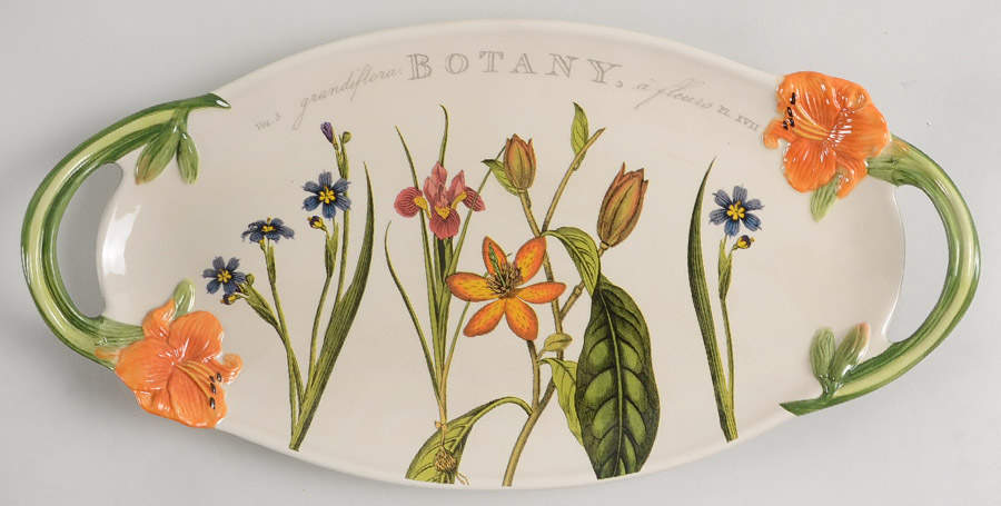 Botanical Floral 16" Oval Handled Platter by Certified International-1