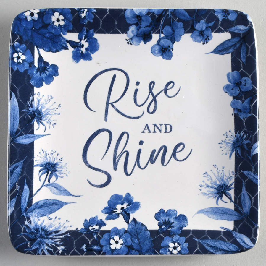 Indigo Rooster Square Canape Plate by Certified International-1