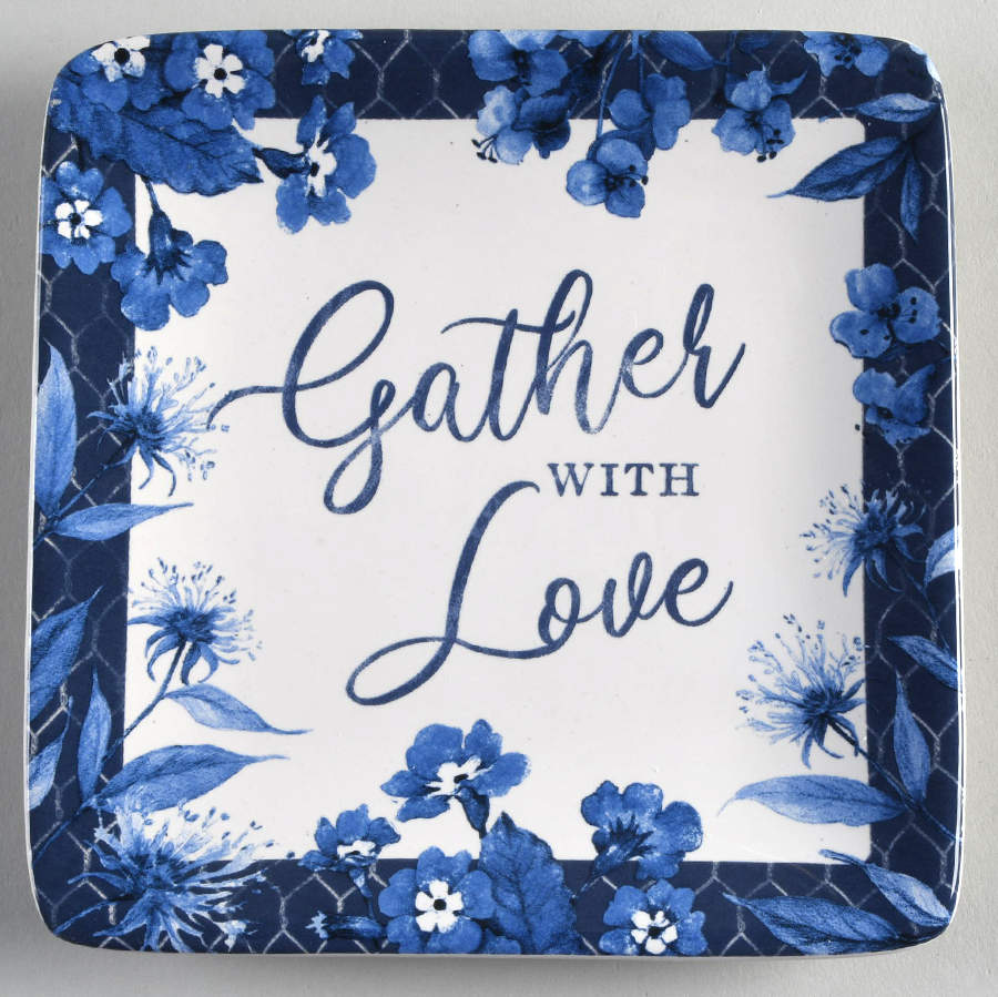 Indigo Rooster Square Canape Plate by Certified International-1