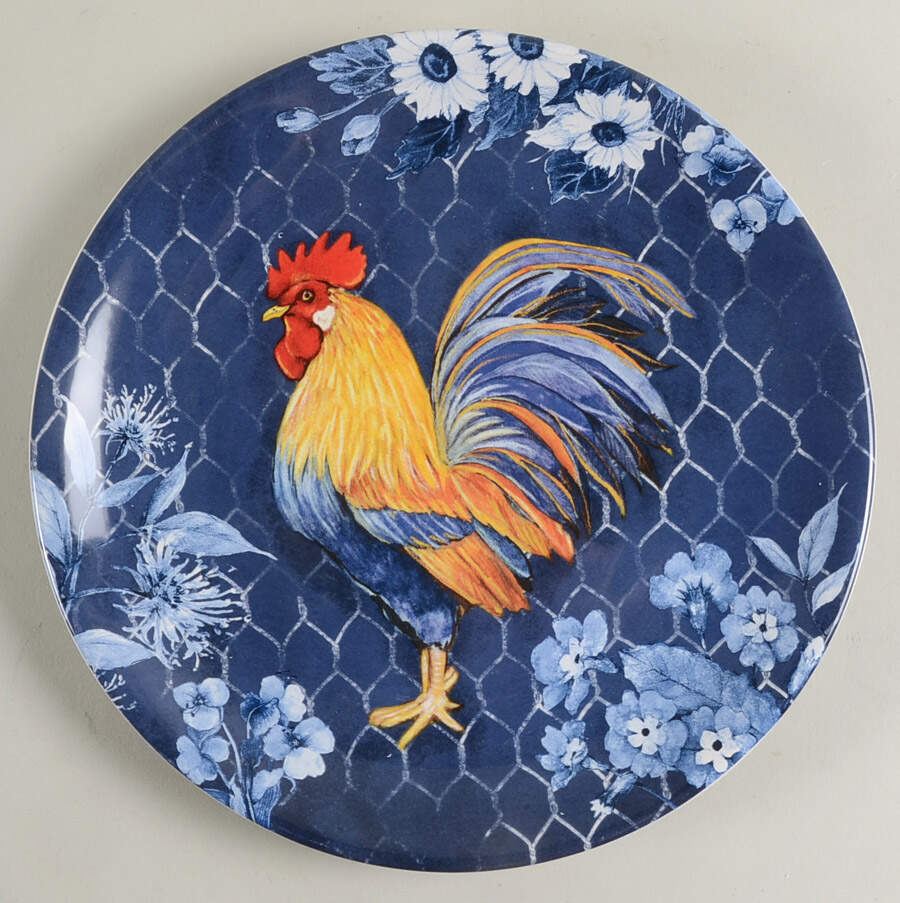 Indigo Rooster Salad Plate by Certified International-1
