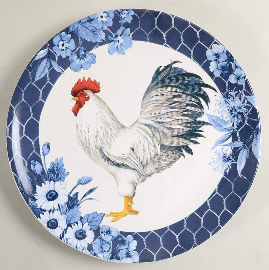Indigo Rooster Dinner Plate by Certified International-1