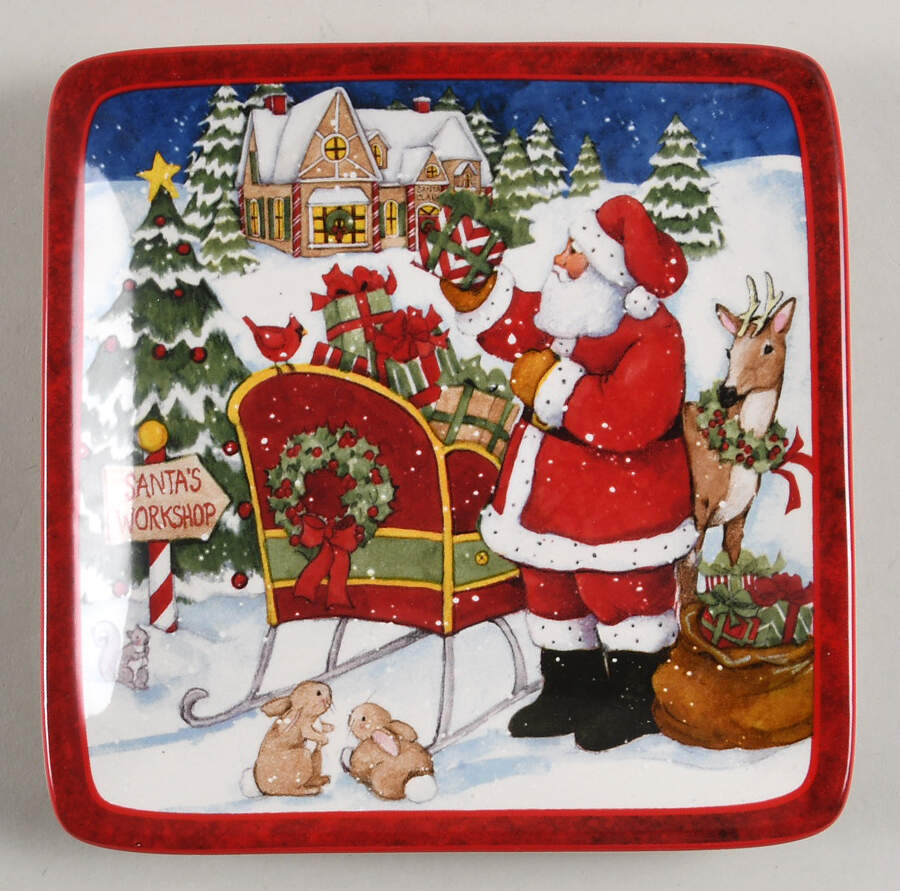 Santa's Workshop Square Canape Plate by Certified International-1