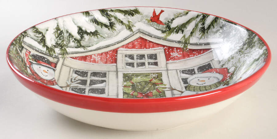 Snowman's Farmhouse 13" Pasta Serving Bowl by Certified International-1