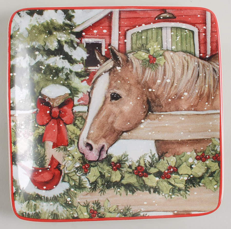 Homestead Christmas Square Canape Plate by Certified International-1