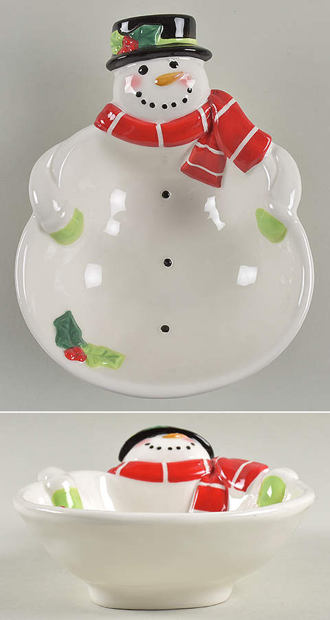 Holiday Magic Snowman Figural Dip Bowl (Dip & Spreader) by Certified International-1