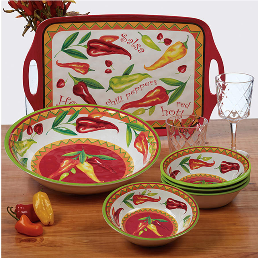 Red Hot (Melamine) 19" Rectangular Handled Tray by Certified International-1