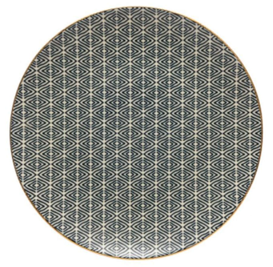 Augusta Diamond Weave (Gold Trim) Dinner Plate by Costa Nova China-1