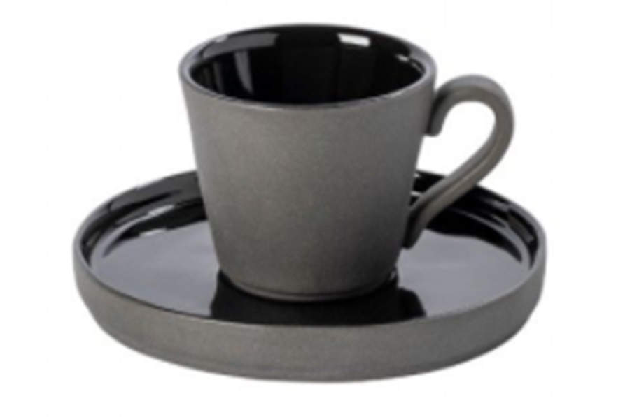 Lagoa Ecogres Black Flat Demitasse Cup & Saucer Set by Costa Nova China-1