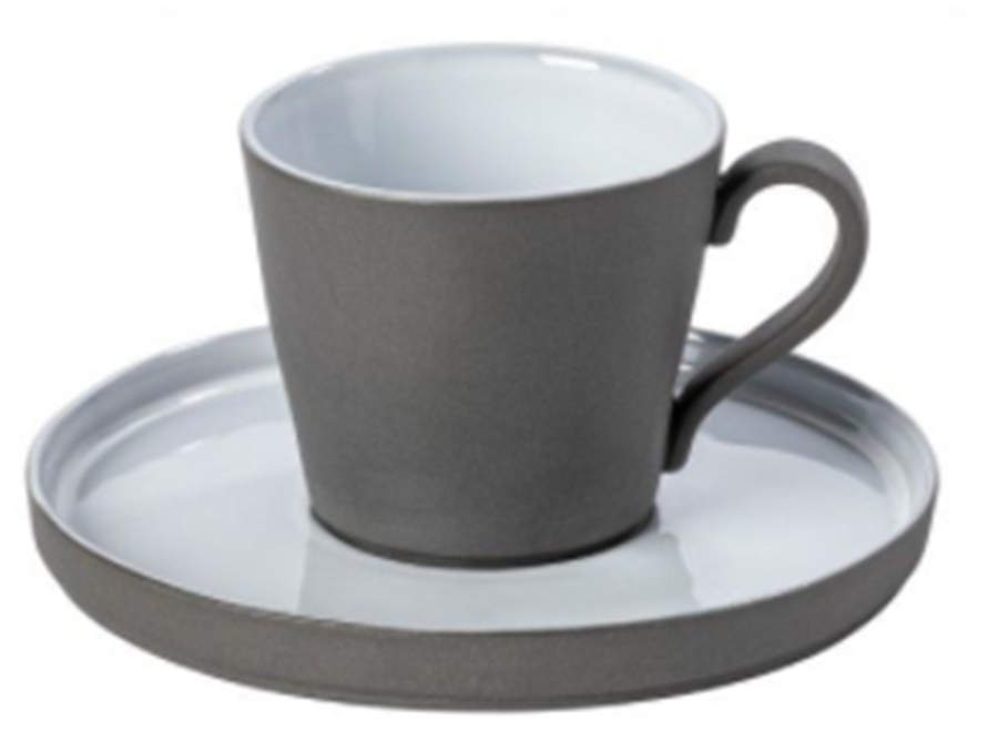Lagoa Ecogres White Flat Cup & Saucer Set by Costa Nova China-1