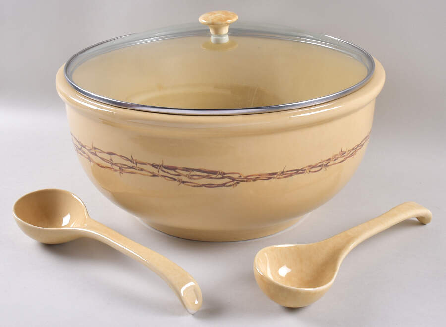 Barbwire Collection Tureen & Glass Lid W/2 Ladles by Cowboy Living-1