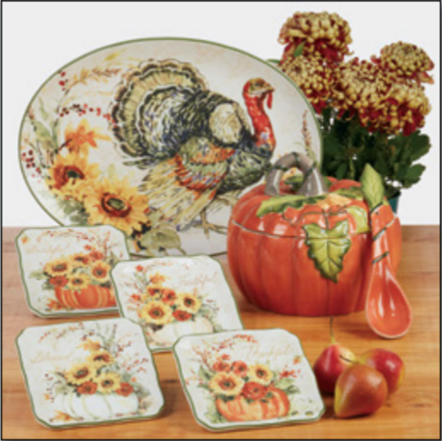 Harvest Morning 16" Oval Turkey Platter by Certified International-1
