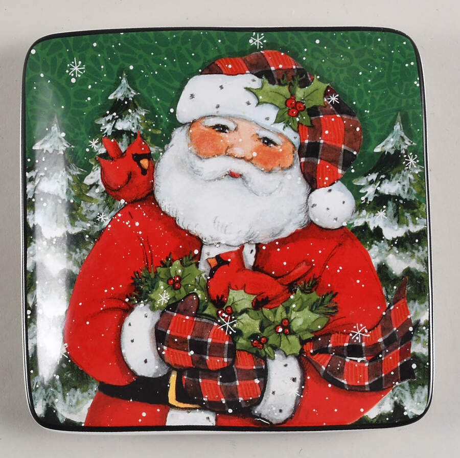 Christmas Lodge Santa Square Canape Plate by Certified International-1