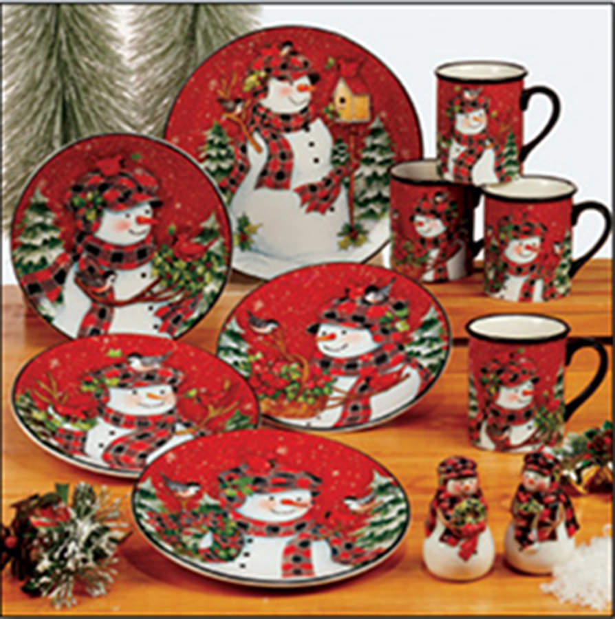 Christmas Lodge Snowman Dinner Plate by Certified International-1