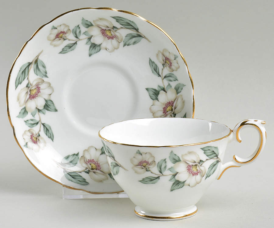 Peear Blossom Footed Cup & Saucer Set by Crown Staffordshire-1