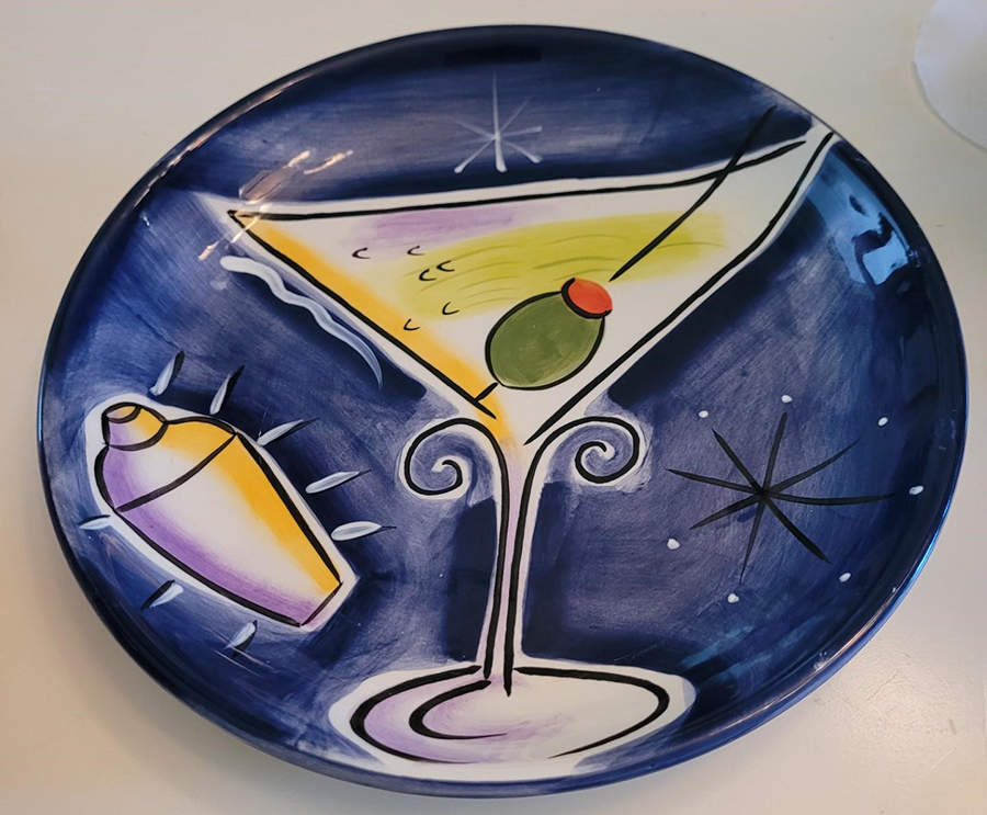 Martini Lounge Blue Salad Plate by Clay Art-1