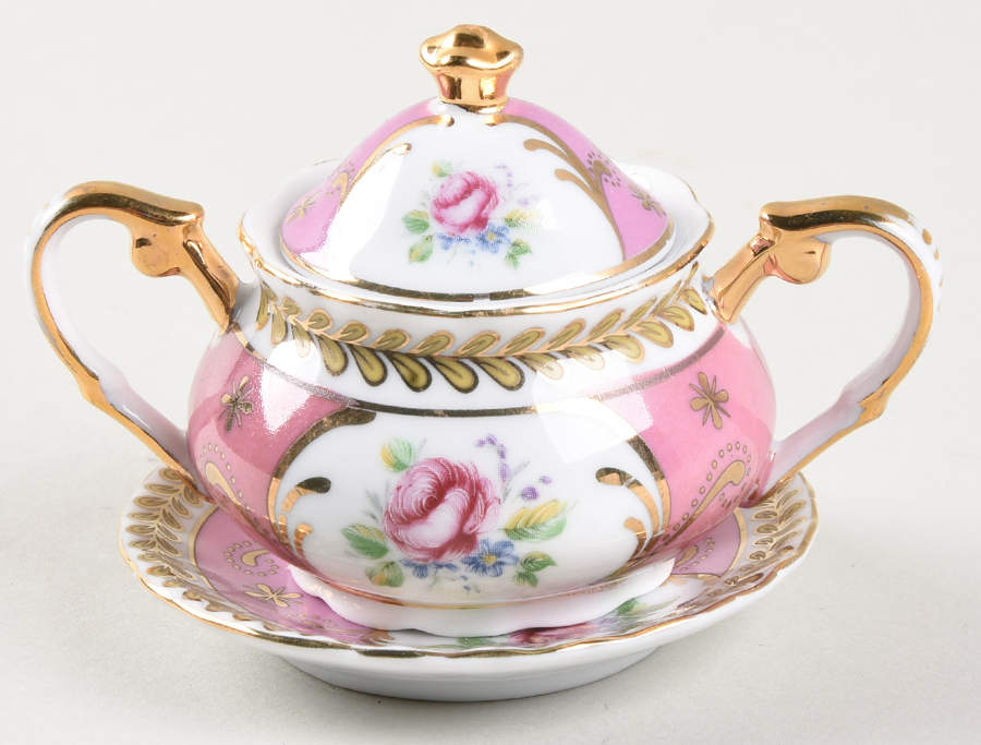 Victoria's Garden Toy Sugar Bowl & Lid by China (Made in China)-1
