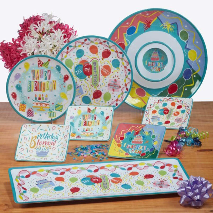 Birthday Bash Square Canape Plate by Certified International-1