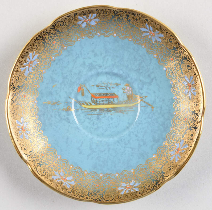 Bleu Royal (Pagoda) Saucer for Demitasse Cup by Carlton Ware (England)-1